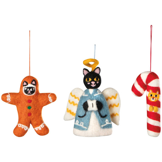 F15 - Bauble Cats Felt Christmas Tree Ornaments