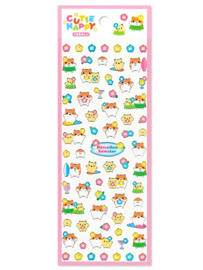 Kawaii Cutie Happy Stickers Hawaiian Hamster