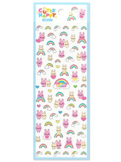 Kawaii Cutie Happy Stickers Rainbow Rabbit