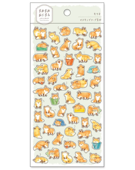 Kawaii Mame-Mame-Animaru Stickers Fox