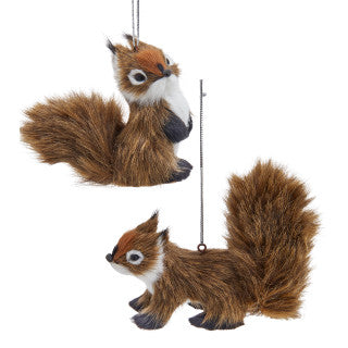 Furry Brown Squirrel Christmas Ornament