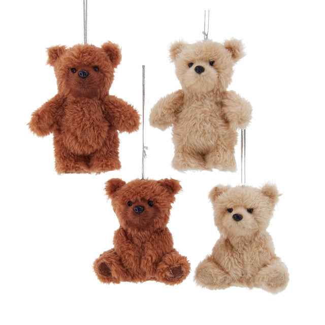 Furry Teddy Bear Christmas Ornament