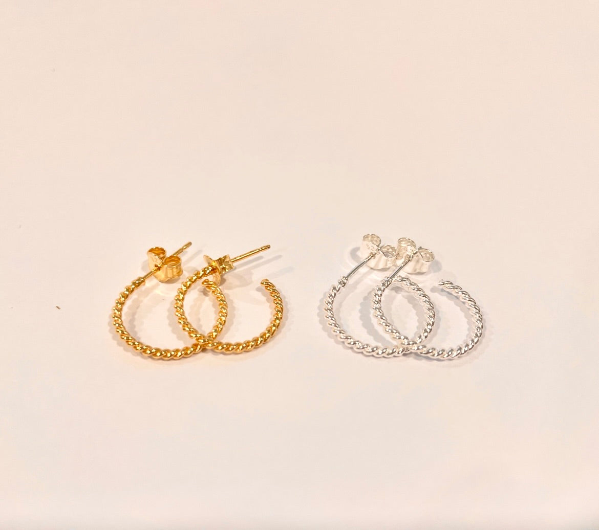 Little Twisted Wire Hoop On Post Earrings
