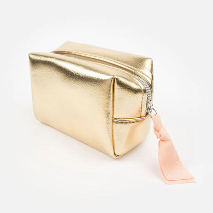 Gold Mini Cube Cosmetic Bag