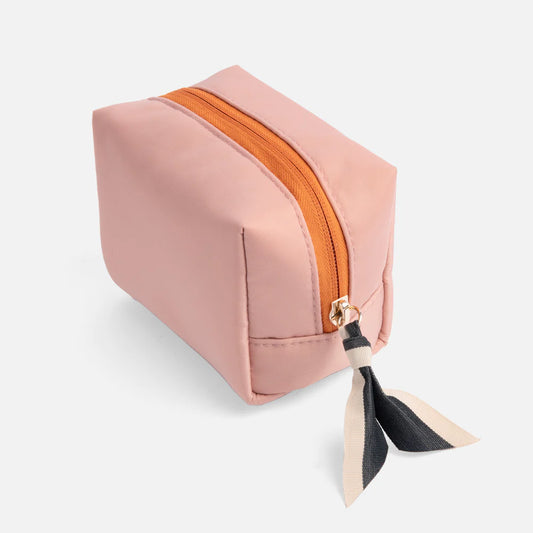 Pink Nylon Cube Cosmetic Bag