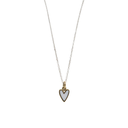 Reversible Resin Gold Heart Silver Necklace
