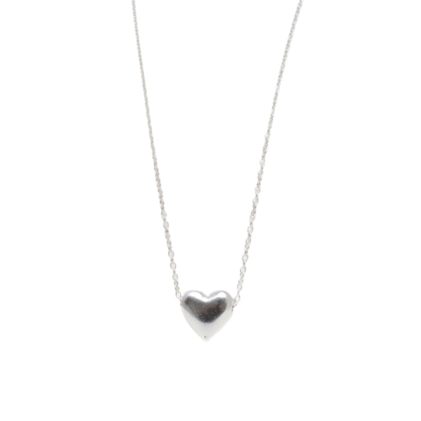 Poetic Heart Silver Puffy Heart Necklace