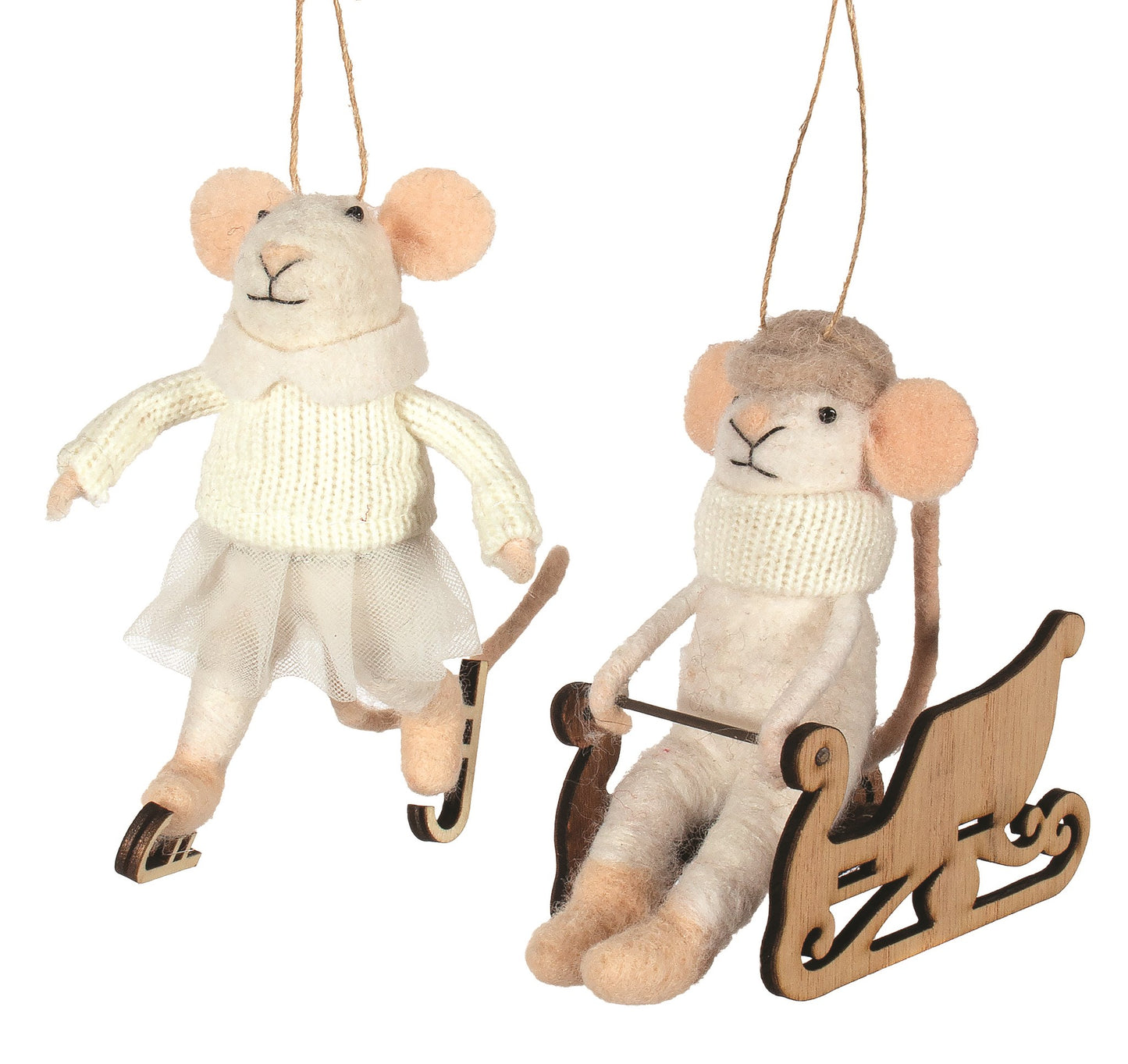 Felted Wool Winter Mice Christmas Ornament