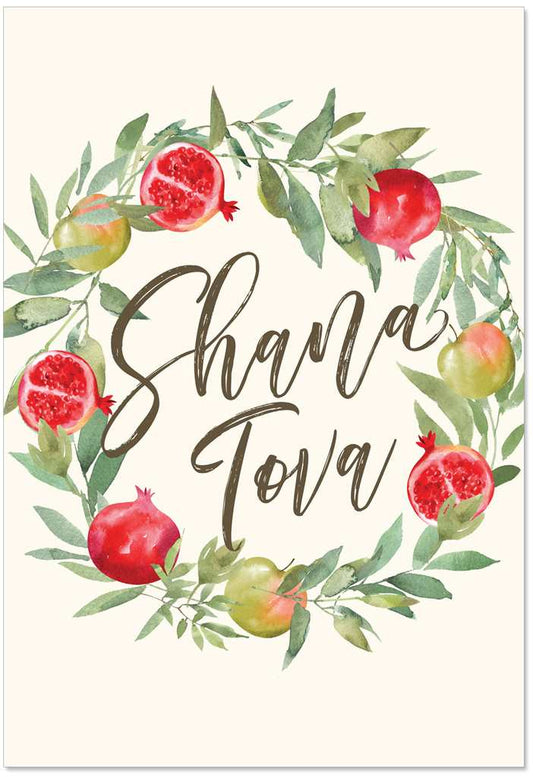 Pomegranate Wreath Rosh Hashana Card