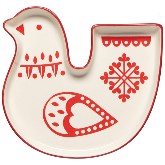 Folk Forest Embellished Stoneware Dish