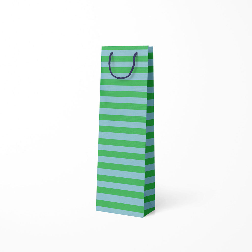 Green and Blue Stripe Wine Bag