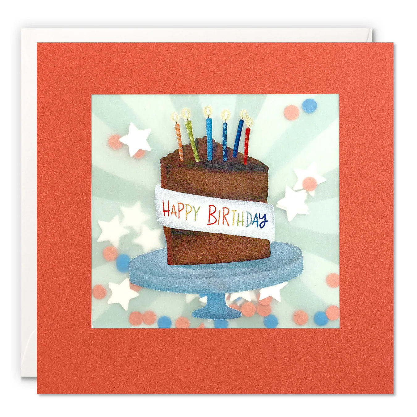 Chocolate Cake Birthday Card with Paper Confetti