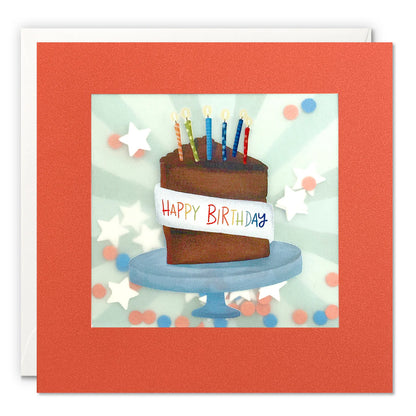 Chocolate Cake Birthday Card with Paper Confetti