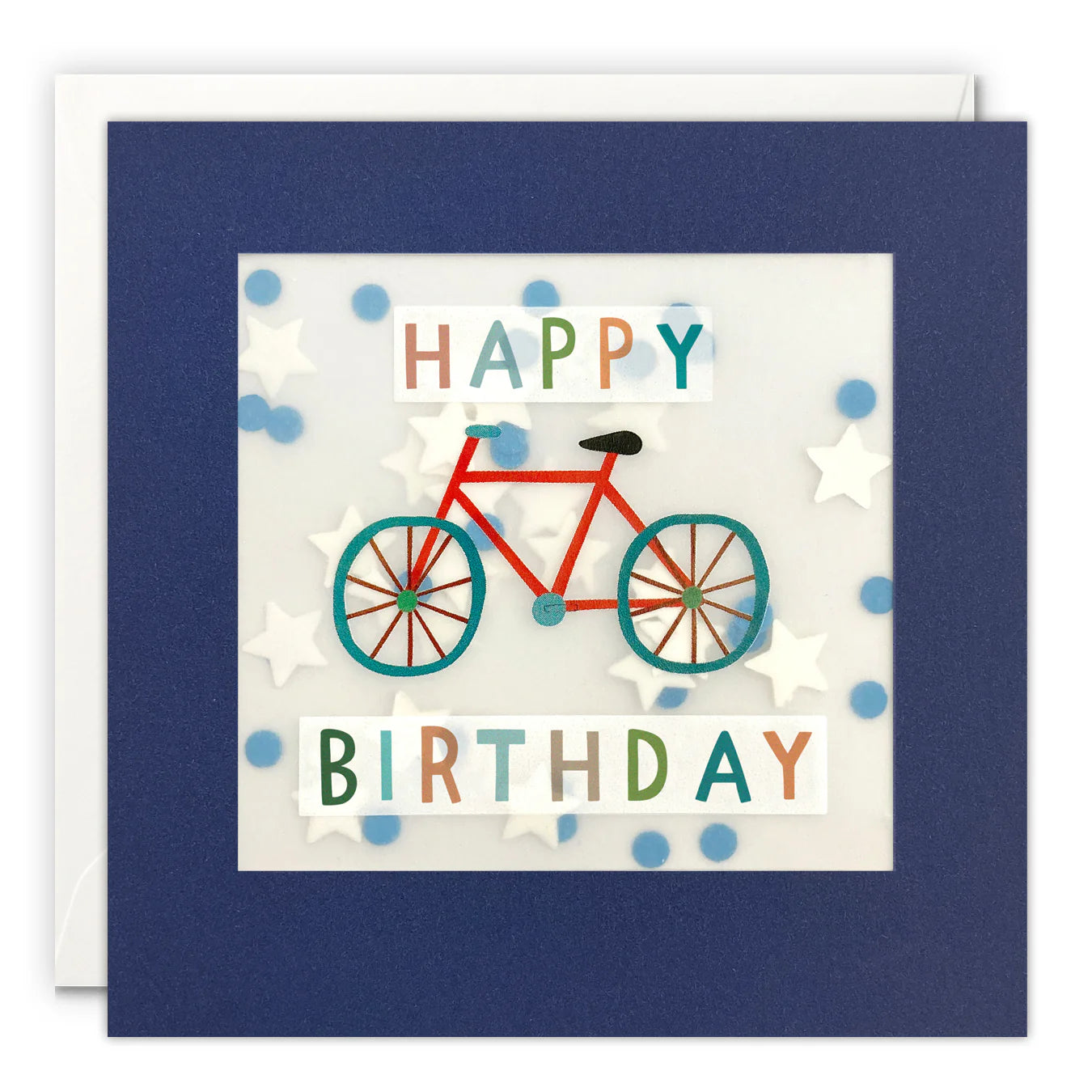 Red Bike Birthday Card with Paper Confetti