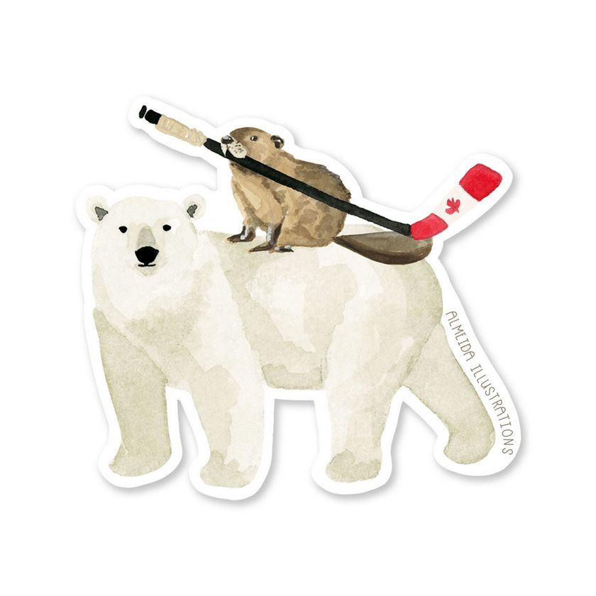 S7 Polar Bear and Beaver Canadian Animal Sticker