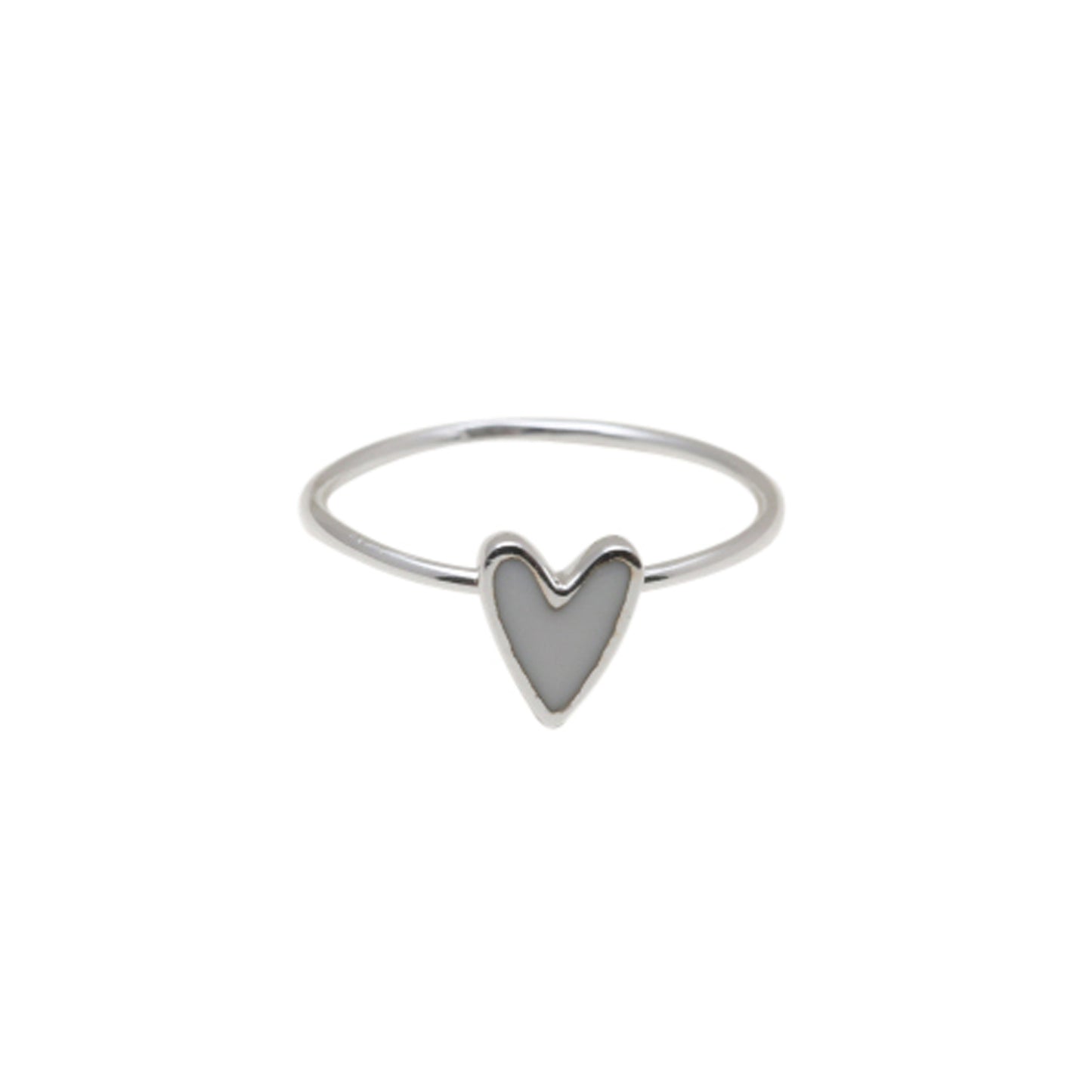 Resin Heart Ring Silver
