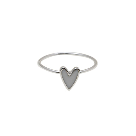 Resin Heart Ring Silver