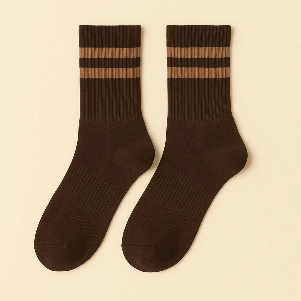 Bettega Classic Crew Socks with Stripe Detail (3 pack) Barista Palette
