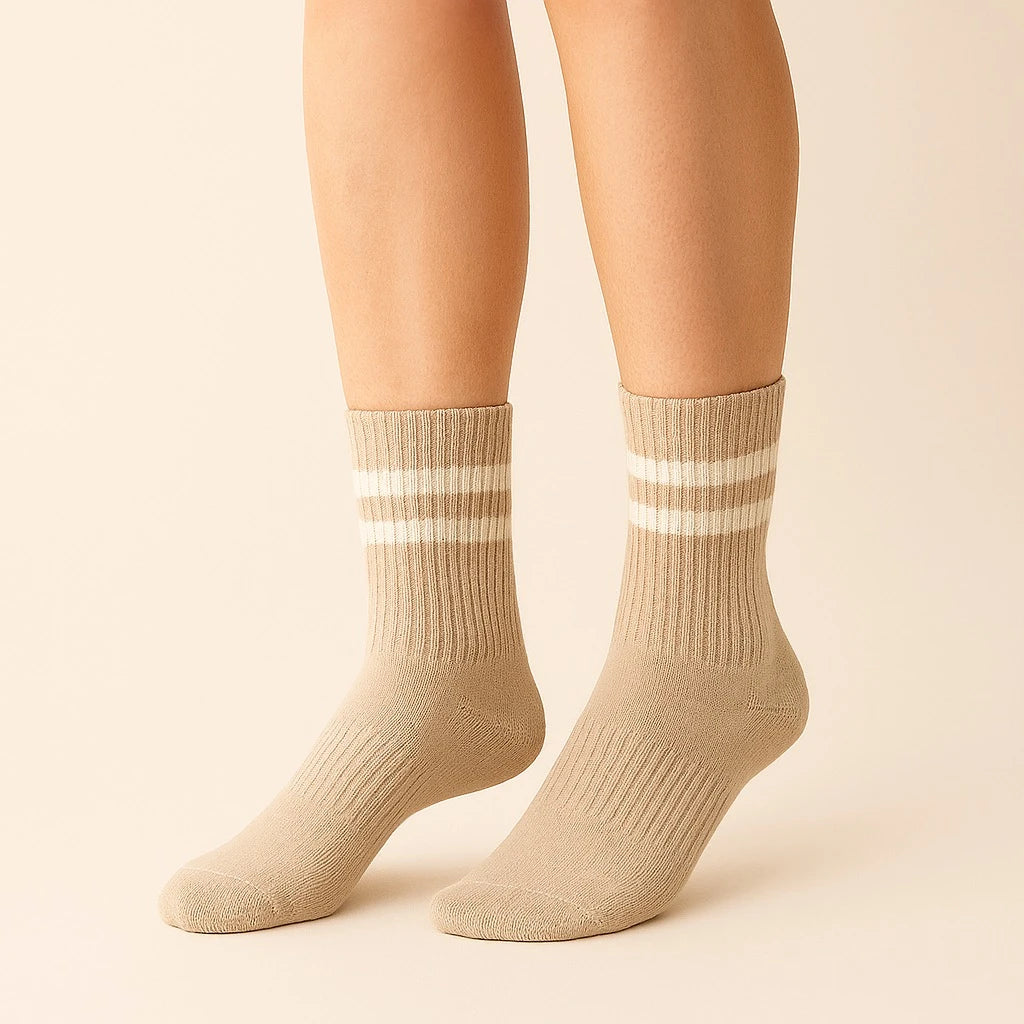 Bettega Classic Crew Socks with Stripe Detail (3 pack) Barista Palette