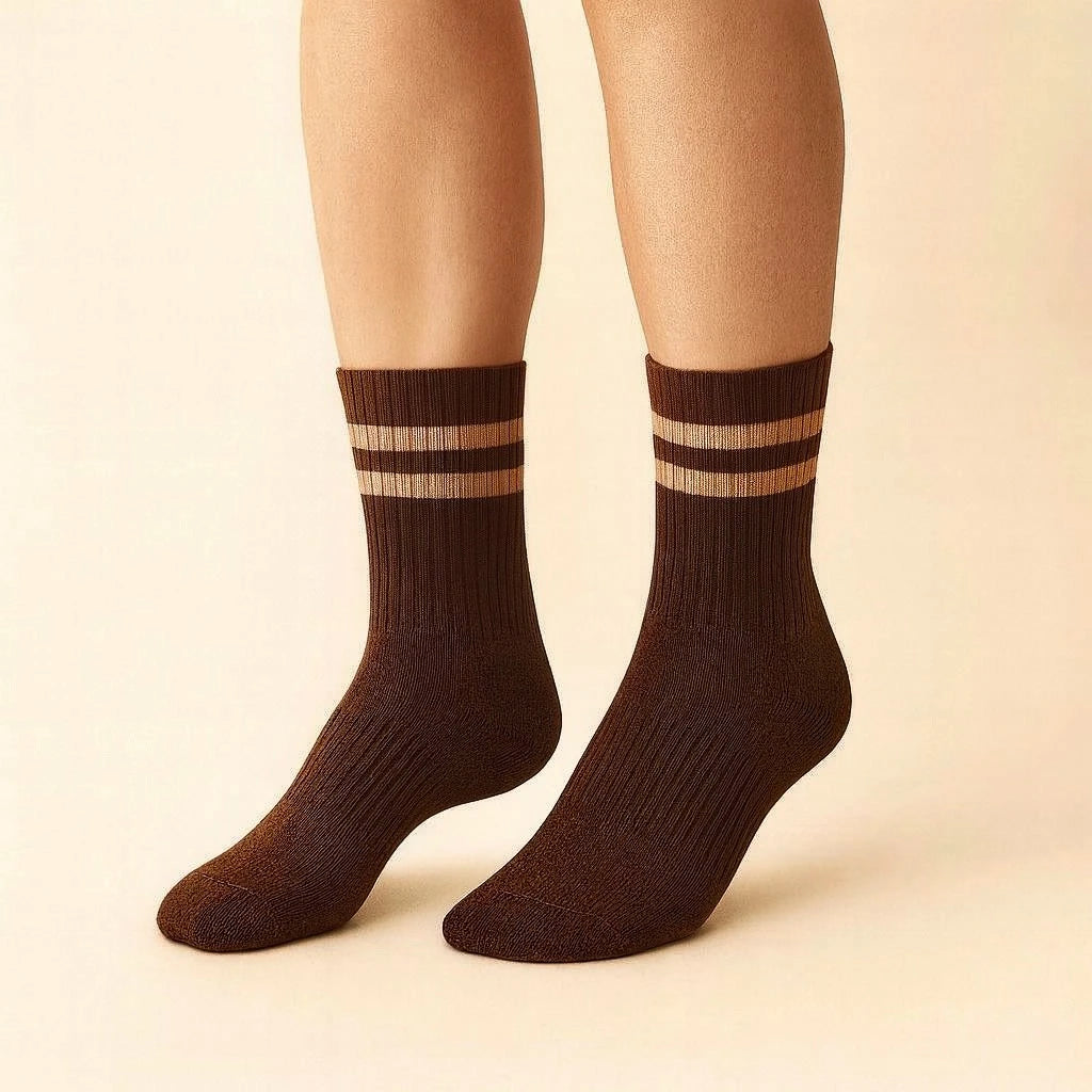 Bettega Classic Crew Socks with Stripe Detail (3 pack) Barista Palette
