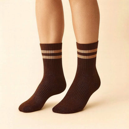 Bettega Classic Crew Socks with Stripe Detail (3 pack) Barista Palette