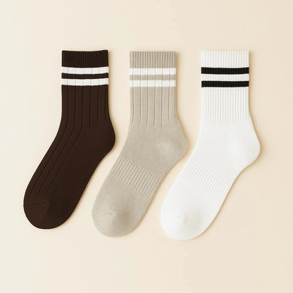 Bettega Classic Crew Socks with Stripe Detail (3 pack) Court Palette