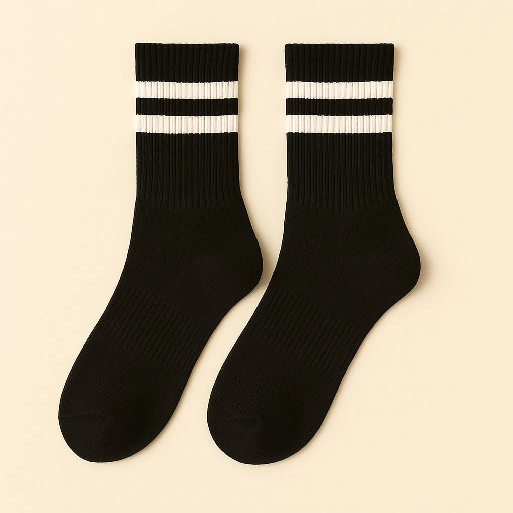 Bettega Classic Crew Socks with Stripe Detail (3 pack) Court Palette