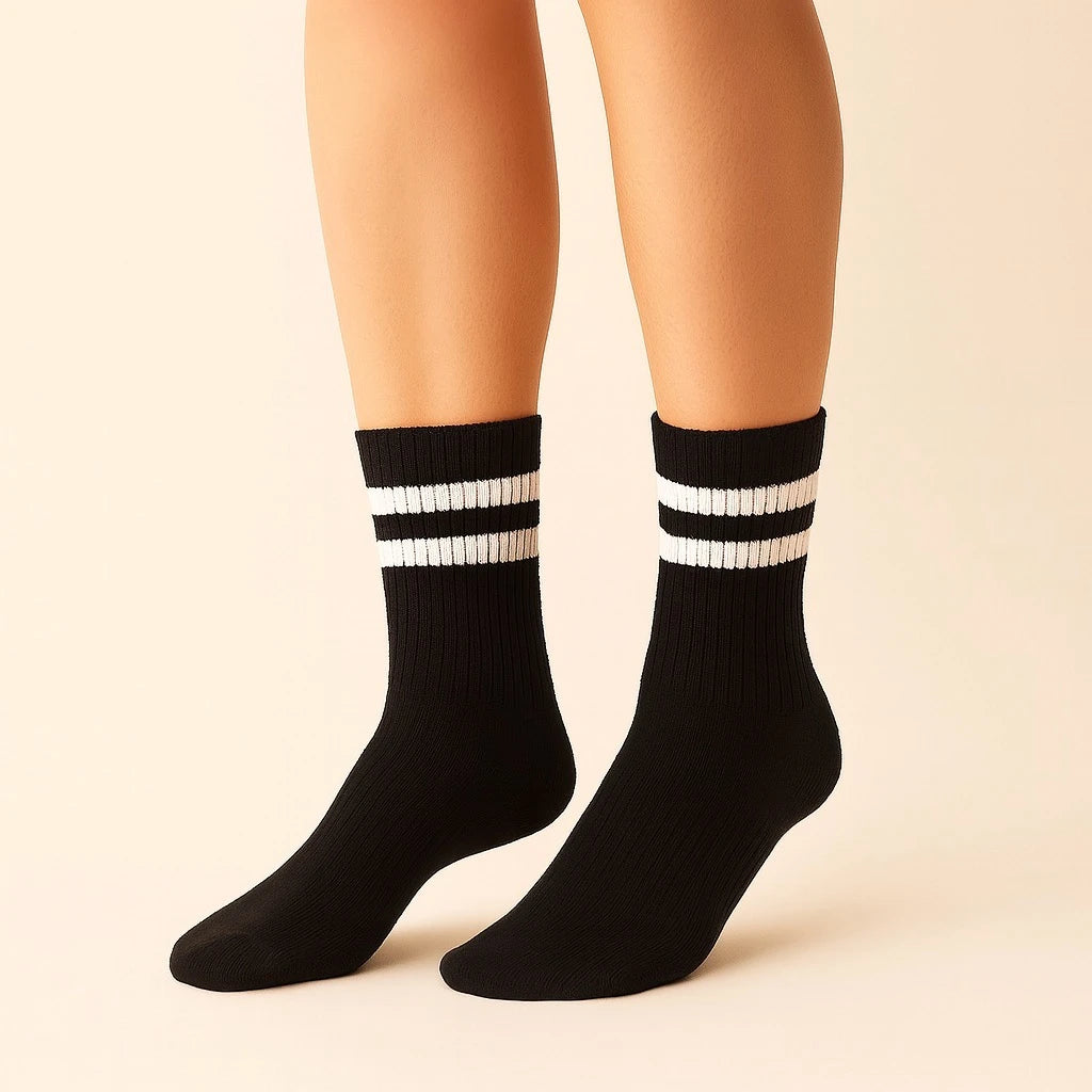 Bettega Classic Crew Socks with Stripe Detail (3 pack) Court Palette