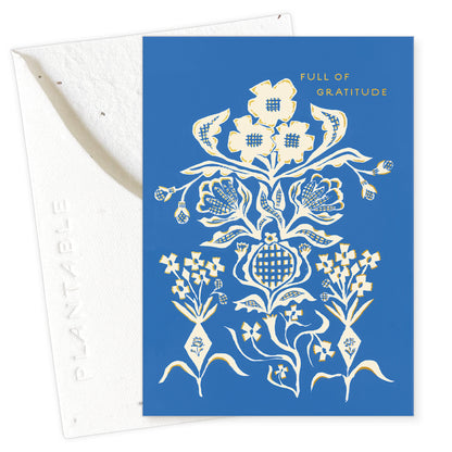 Blue Flower Bouquet Mini Greeting Card