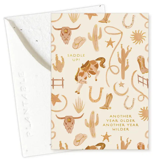 Saddle Up Sprout Mini Greeting Card