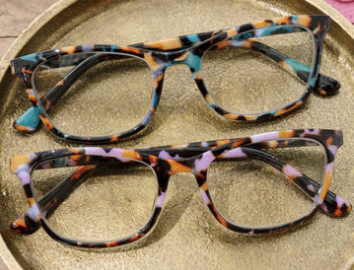 Gloria Teal Botanico Rectangle Blue Light Glasses