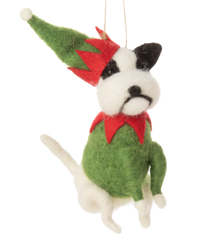 F18 - Felt Dogs In Christmas Outfit Ornaments