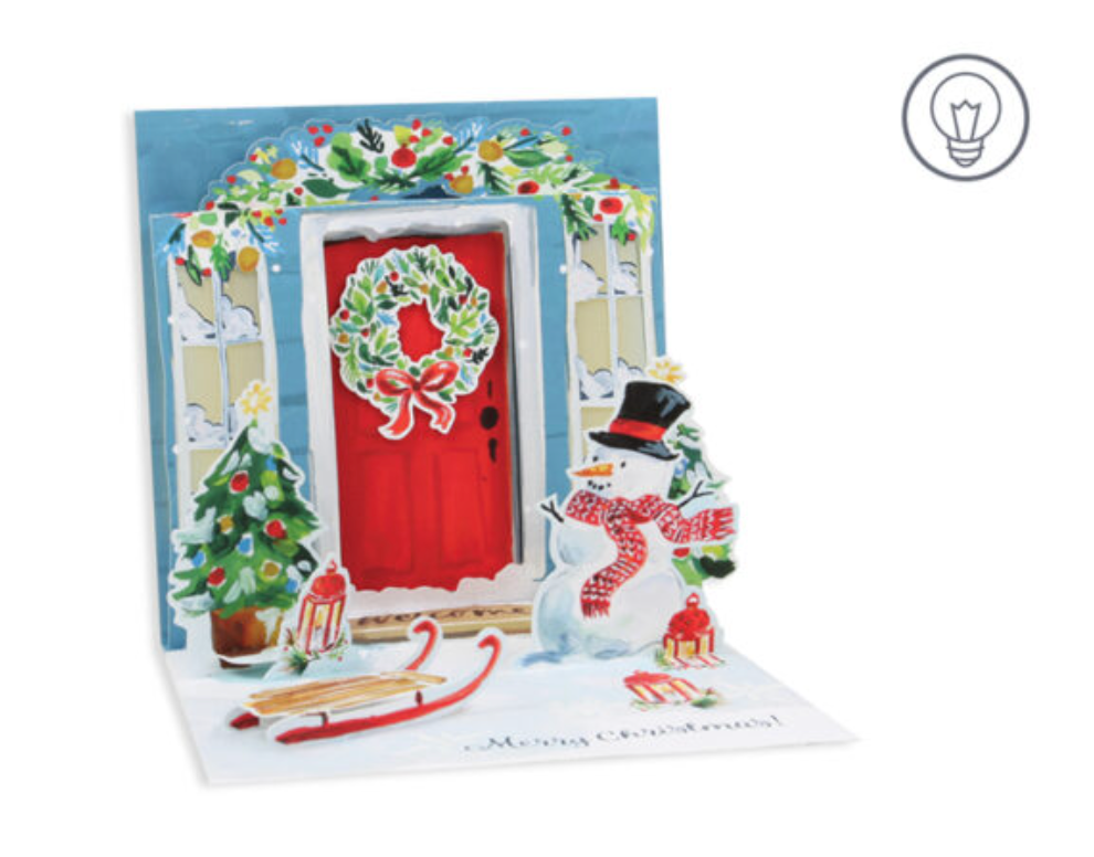 Pop-Up Festive Door With Light Card