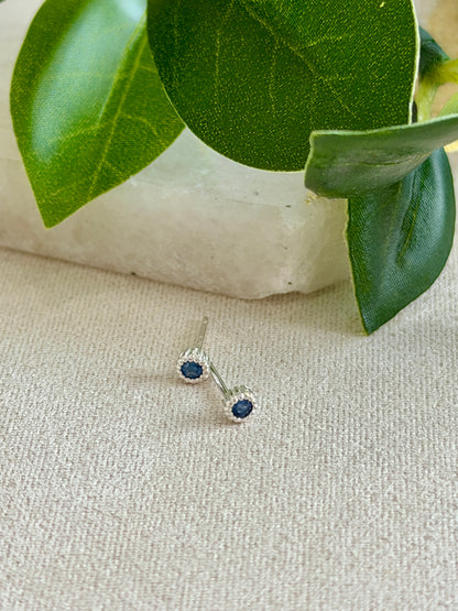 Tiny Round Milgrain-Edge CZ Studs