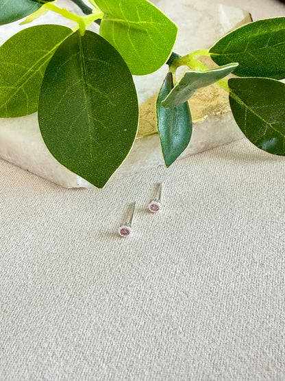 Tiny Round Milgrain-Edge CZ Studs