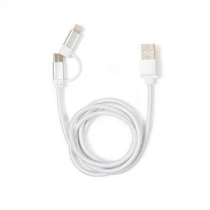 Silver 2-In-1 Braided Cable
