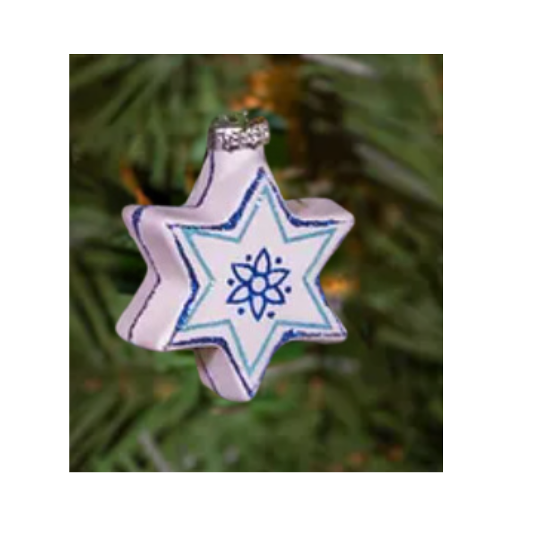 Glass Star of David Ornament