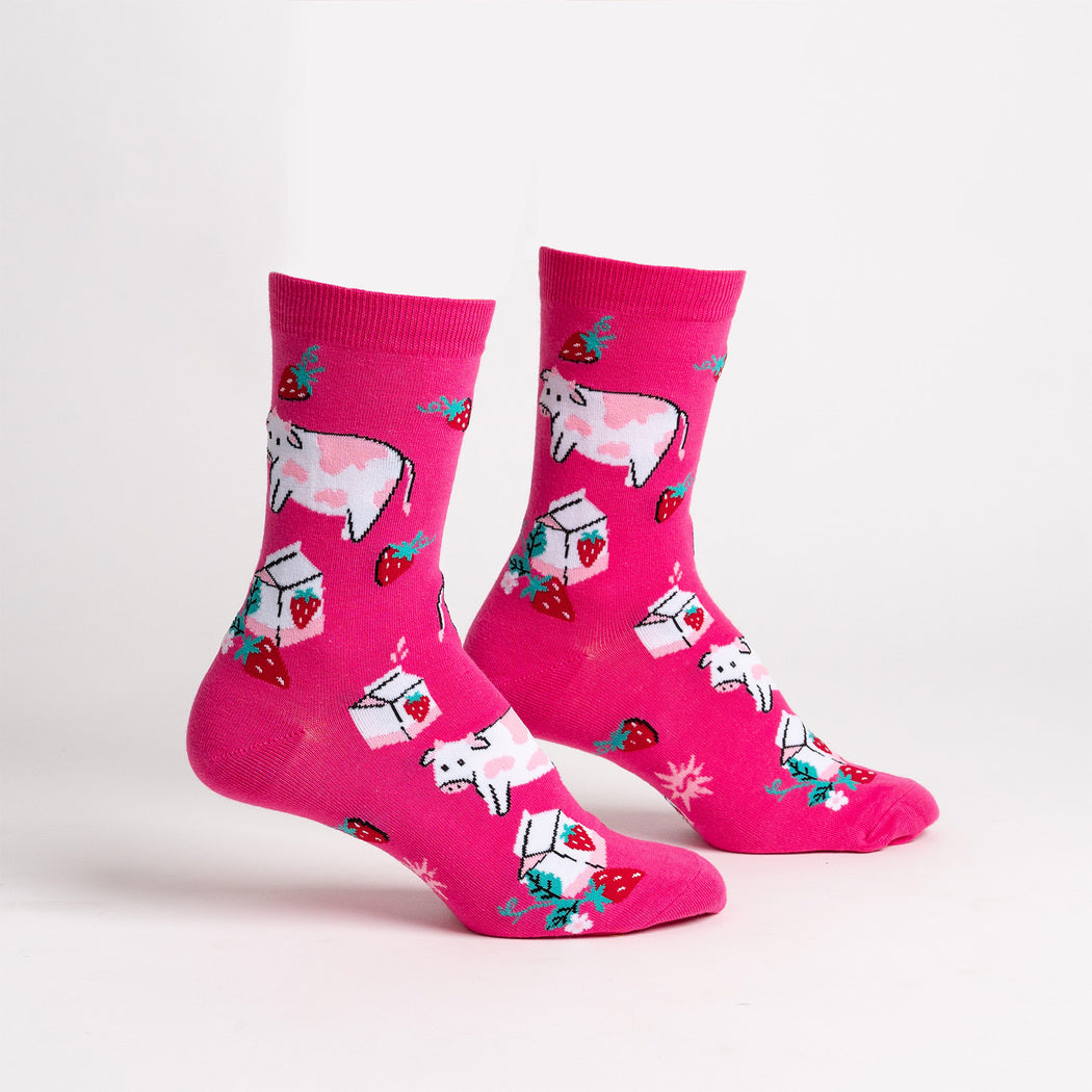 Women's Crew Socks Strawberry Milk