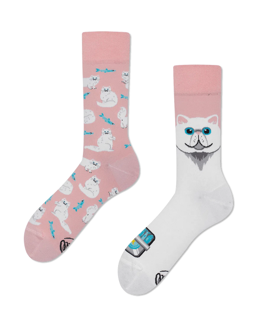 White Cat Crew Socks