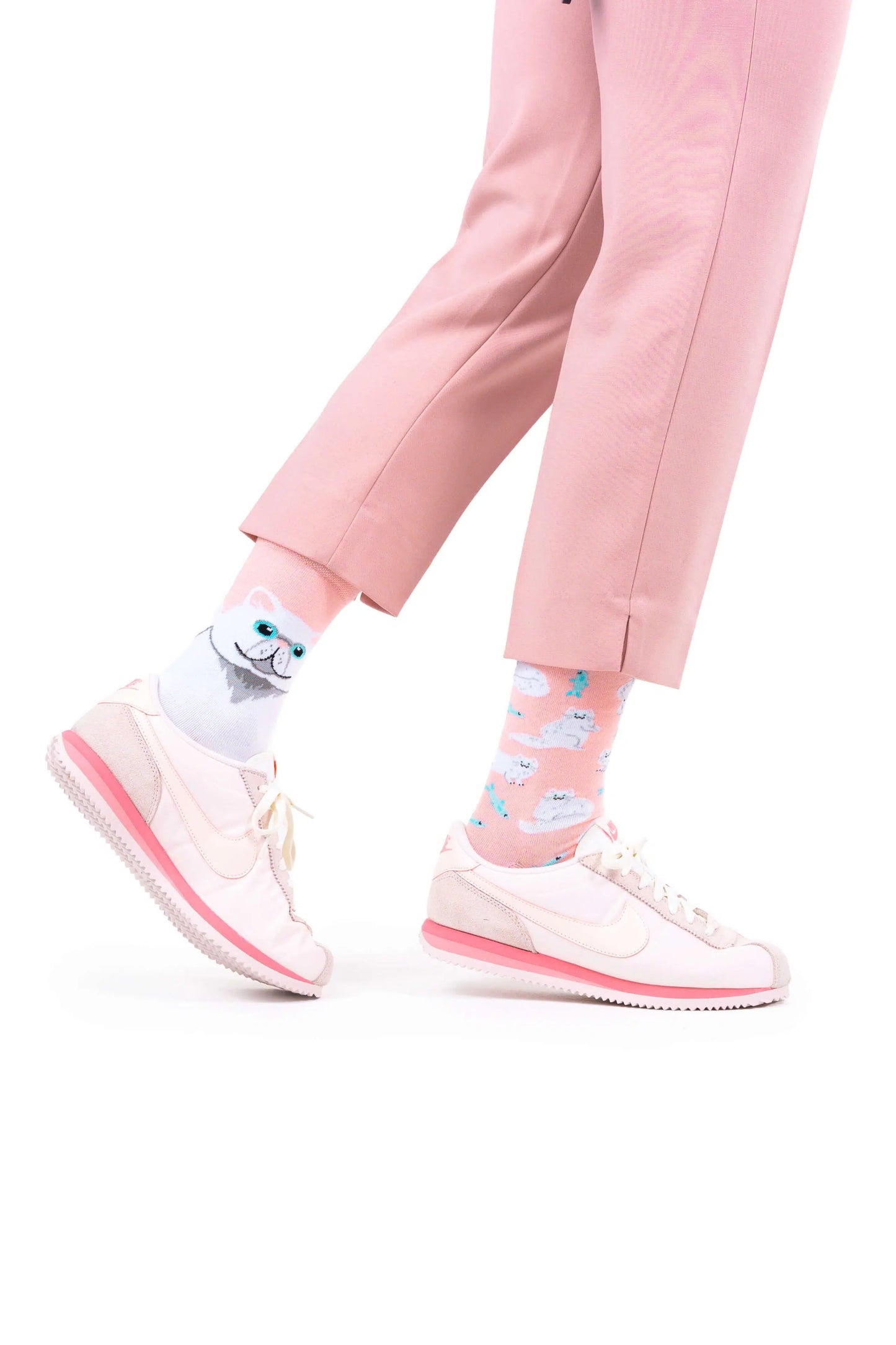 White Cat Crew Socks