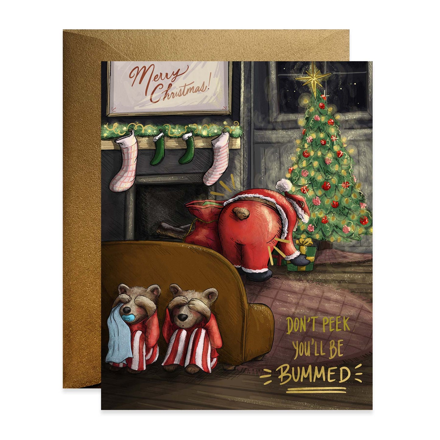 Bear Bummed Christmas Card