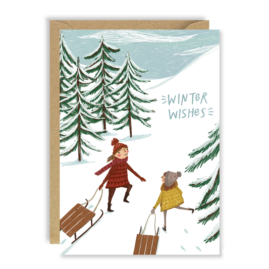 Sledging Girls Card