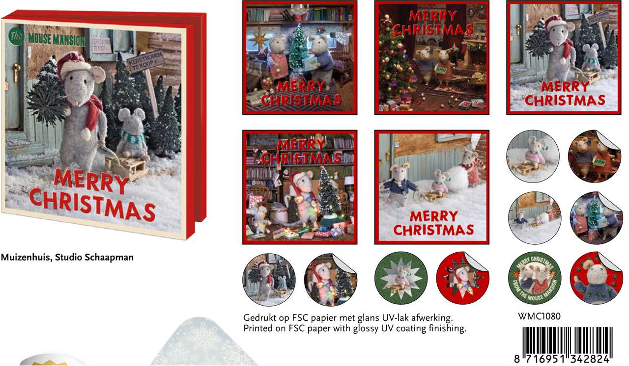 Merry Christmas Mouse Mansion Assorted Holiday Wallet Note Cards