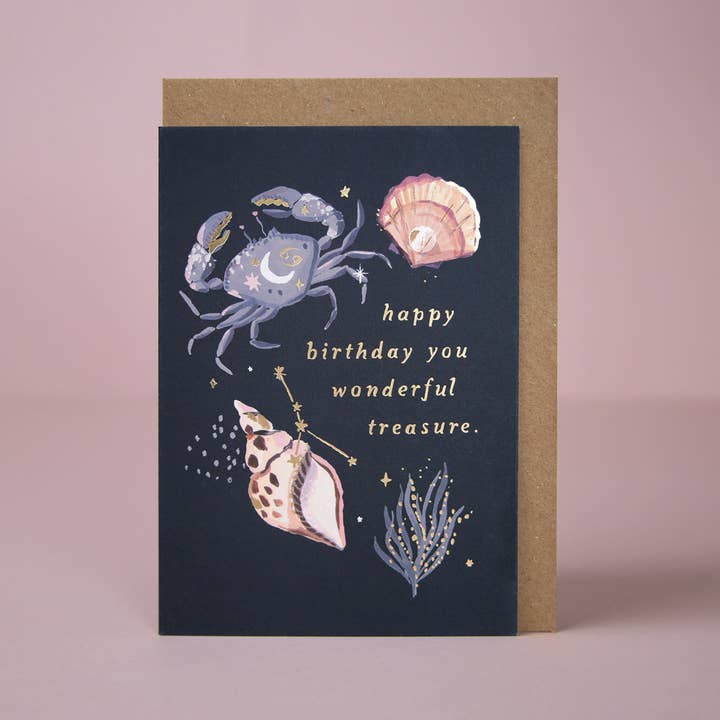 Cancer Star Sign Treasure Zodiac Birthday Card