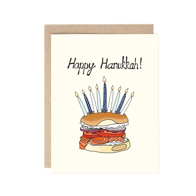 Bagel Menorah Hanukkah Card