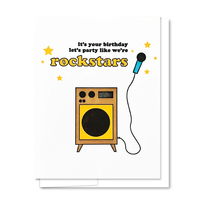 Karaoke Letterpress Birthday Card