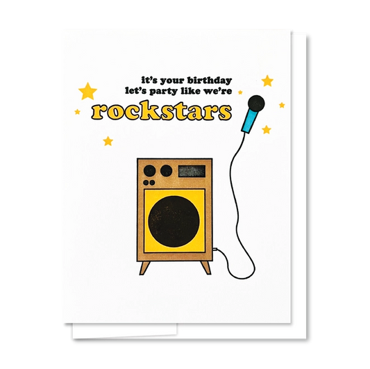 Karaoke Letterpress Birthday Card