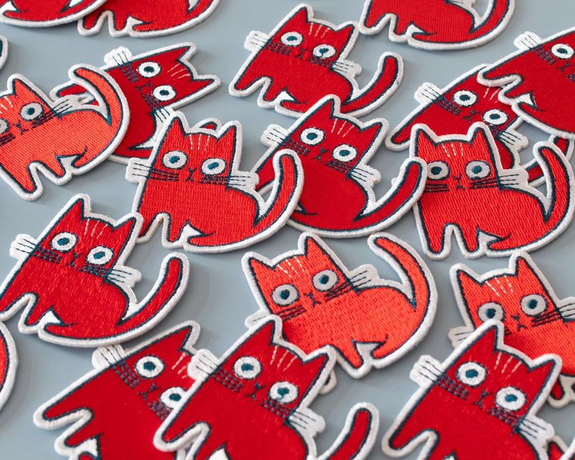 #138 Red Cat Iron-On Patch