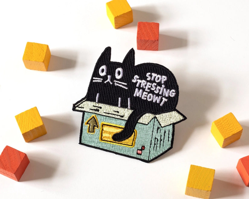 #120 Stop Stressing Meowt Cat Iron-On Patch