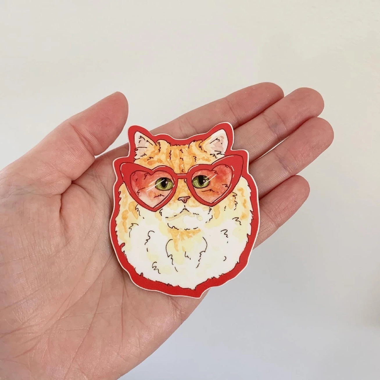 S121 Rose Coloured Glasses Cat Sticker